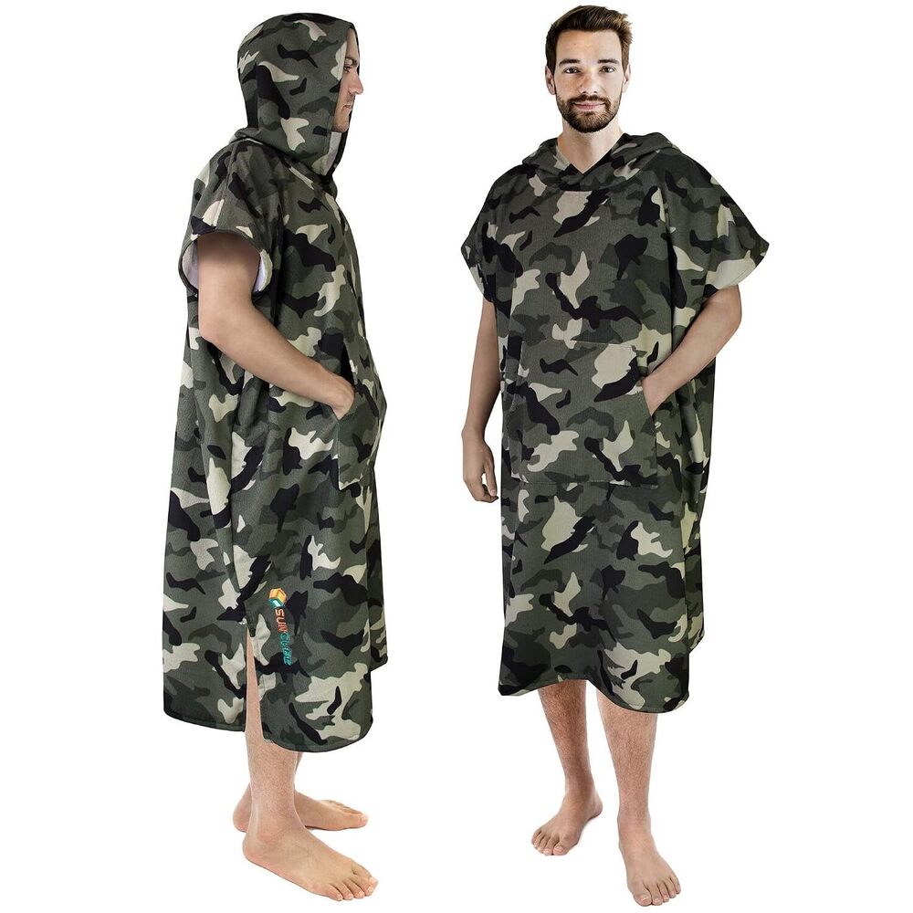 SUNCUBE Surf Poncho Changing Robe with Hood, Quick Dry Microfiber